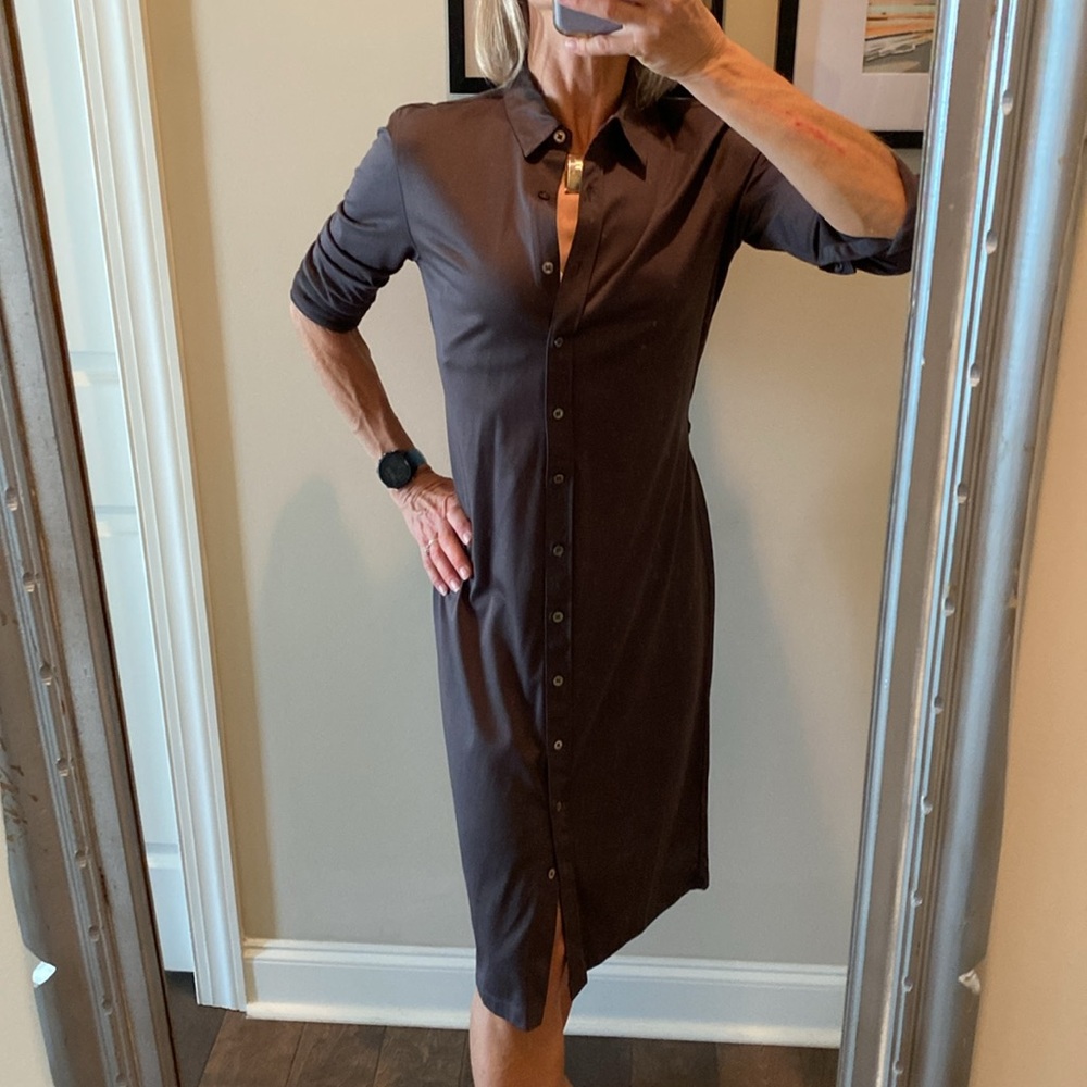 Mushroom Taupe Jersey Knit Shirtdress